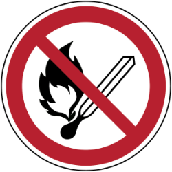 pictogramme Feu et flamme nue interdits, défense de fumer
